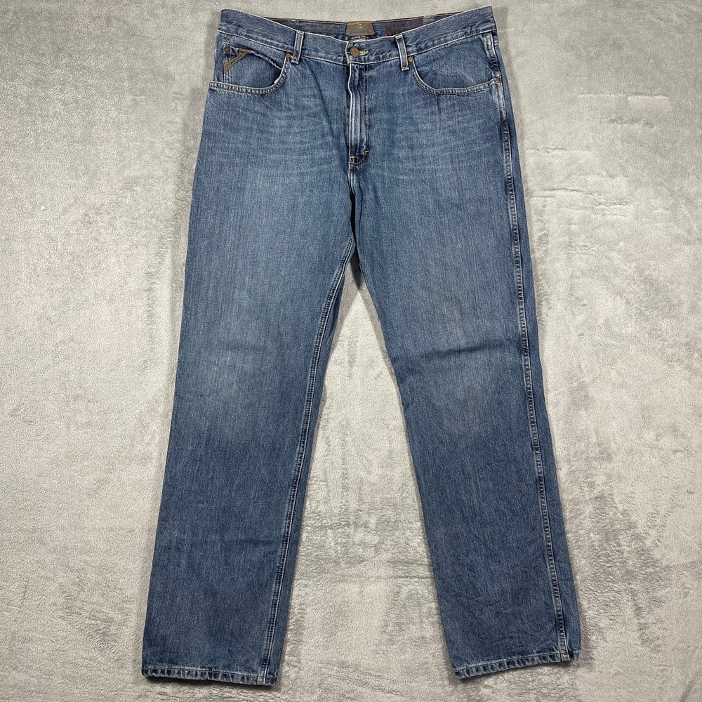 Ariat M3 Athletic Jeans Men 38(36)x36(35) Blue Straight Leg Loop‎ Lock Denim